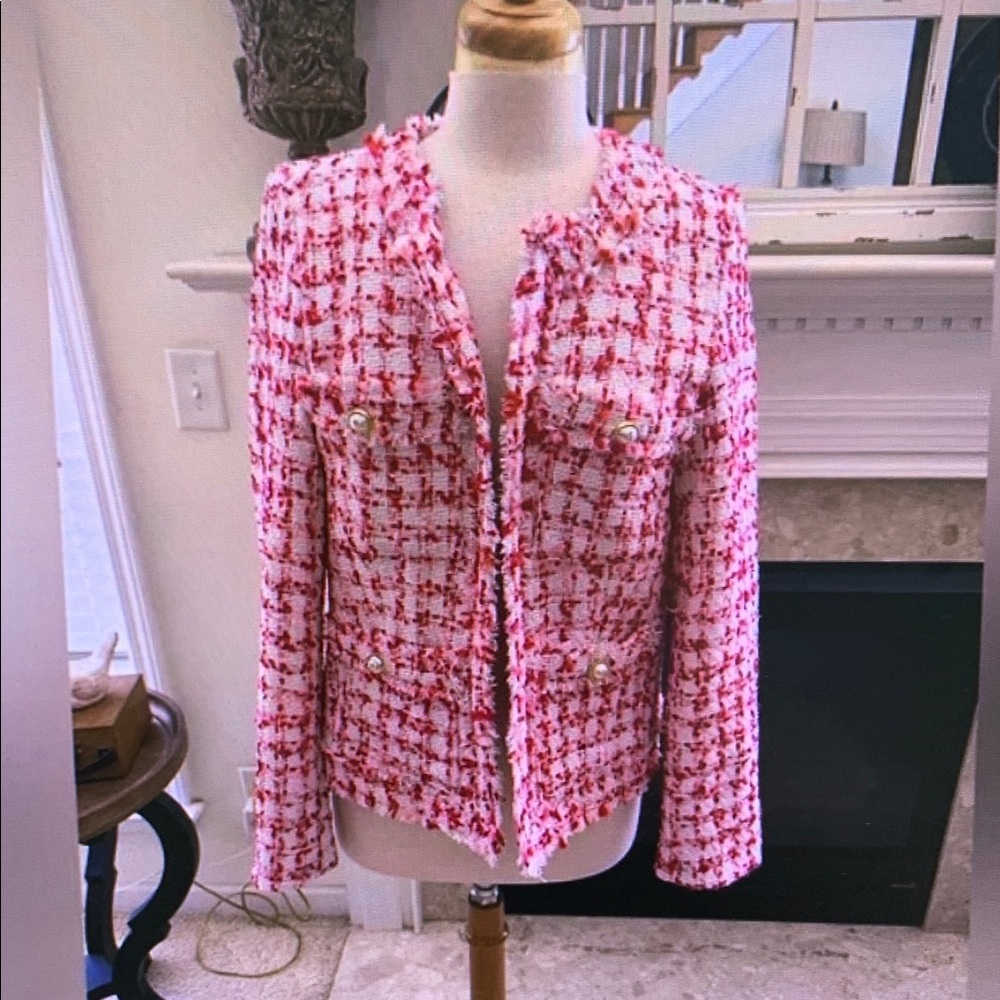 Chic Pink Tweed Women's Jacket
